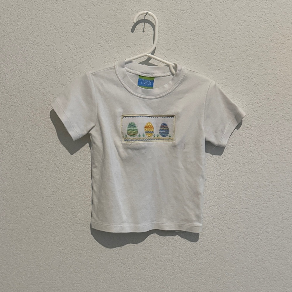 Kids White Tee with Colorful Egg Design